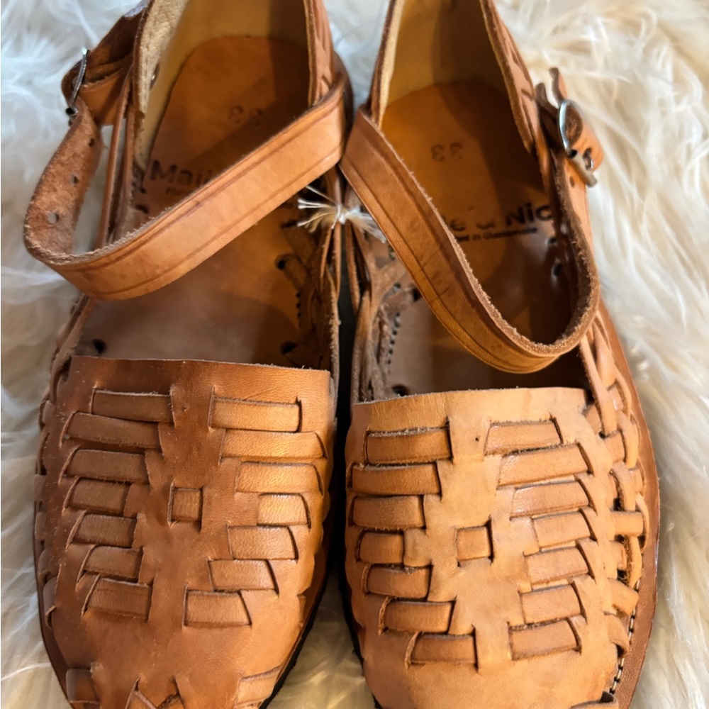 Kids Tan Leather Sandals